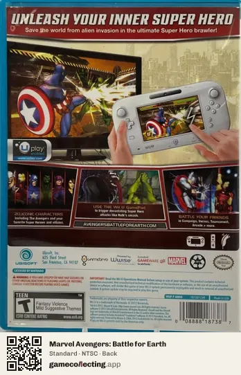 Marvel Avengers: Battle for Earth Nintendo Wii U, NTSC box back