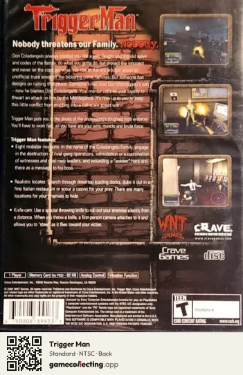 Trigger Man PlayStation 2, NTSC box back