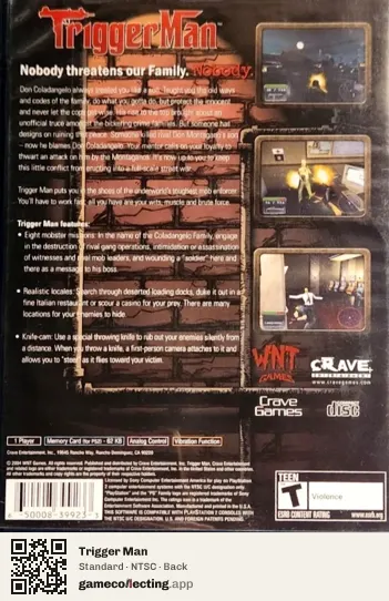 Trigger Man PlayStation 2, NTSC box back