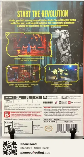 Neon Blood Nintendo Switch, NTSC box back