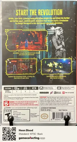 Neon Blood Nintendo Switch, NTSC box back