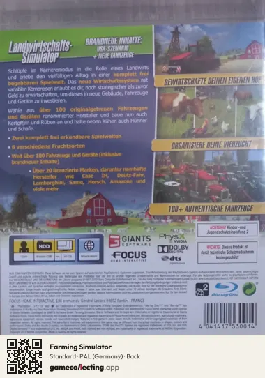 Farming Simulator PlayStation 3, Germany box back