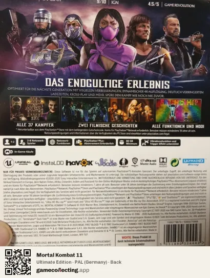 Mortal Kombat 11 PlayStation 5, Germany box back