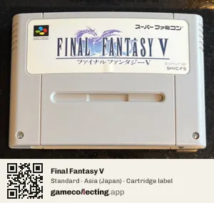 Final Fantasy V Super Nintendo Entertainment System, Asia cartridge label