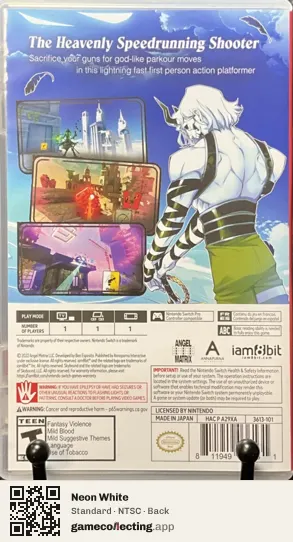Neon White Nintendo Switch, NTSC box back