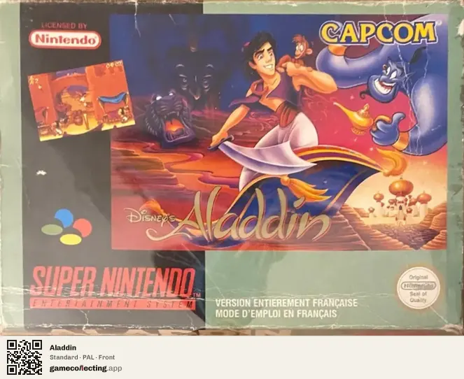 Aladdin Super Nintendo Entertainment System, PAL box front