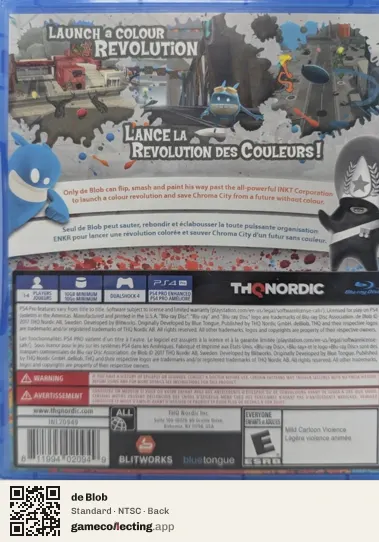 de Blob PlayStation 4, NTSC box back