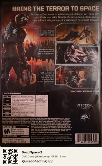 Dead Space 2 Computer, NTSC box back