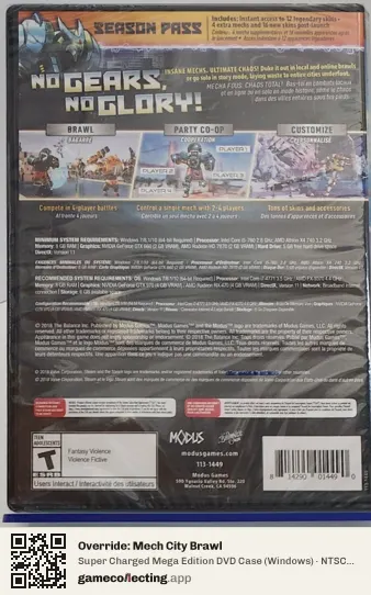 Override: Mech City Brawl Computer, NTSC box back