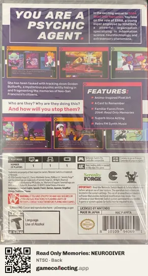 Read Only Memories: NEURODIVER Nintendo Switch, NTSC box back