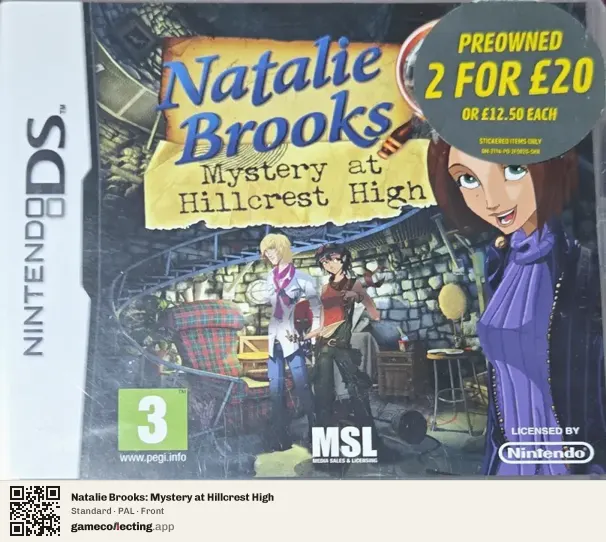 Natalie Brooks: Mystery at Hillcrest High Nintendo DS, PAL box front