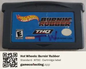 Hot Wheels: Burnin' Rubber Game Boy Advance, NTSC cartridge label