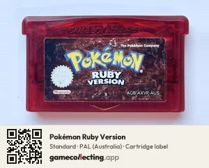 Pokémon Ruby Version Game Boy Advance, PAL cartridge label