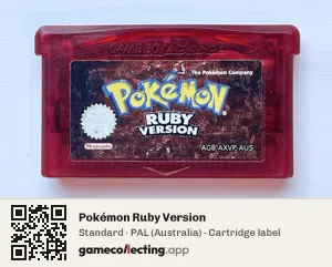 Pokémon Ruby Version Game Boy Advance, PAL cartridge label