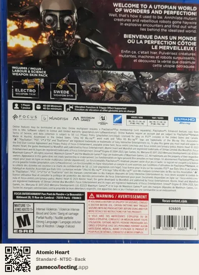 Atomic Heart PlayStation 5, NTSC box back