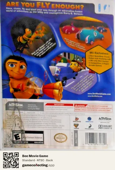 Bee Movie Game Nintendo Wii, NTSC box back