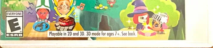 Miitopia, the ESRB box on its front