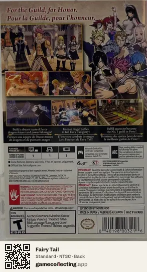 Fairy Tail Nintendo Switch, NTSC box back