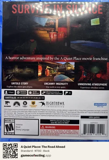 A Quiet Place: The Road Ahead PlayStation 5, NTSC box back