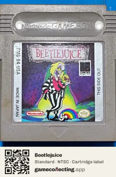 Beetlejuice Game Boy, NTSC cartridge label