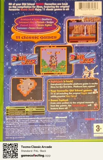 Tecmo Classic Arcade Xbox, PAL box back