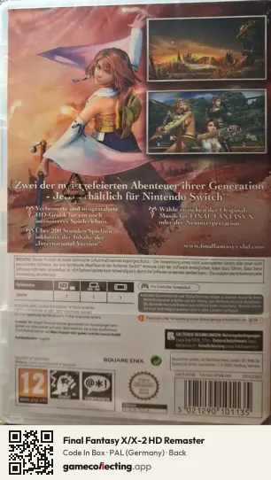 Final Fantasy X/X-2 HD Remaster Nintendo Switch, Germany box back