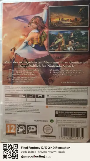Final Fantasy X/X-2 HD Remaster Nintendo Switch, Germany box back