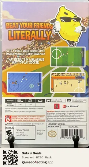 Guts 'n Goals Nintendo Switch, NTSC box back