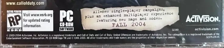Call of Duty, the ESRB box on its front