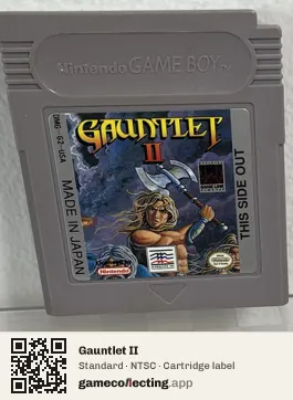 Gauntlet II Game Boy, NTSC cartridge label