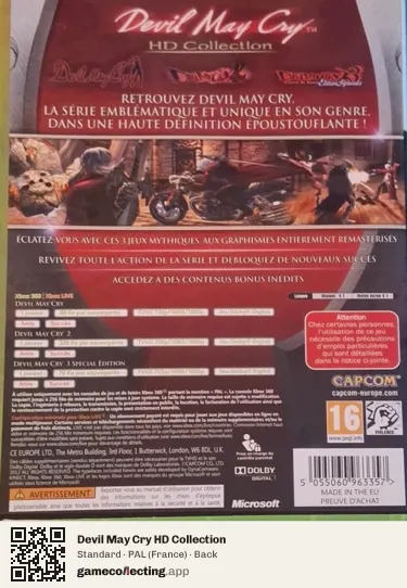 Devil May Cry HD Collection Xbox 360, France box back