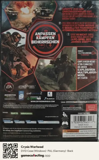 Crysis Warhead Computer, Germany box back
