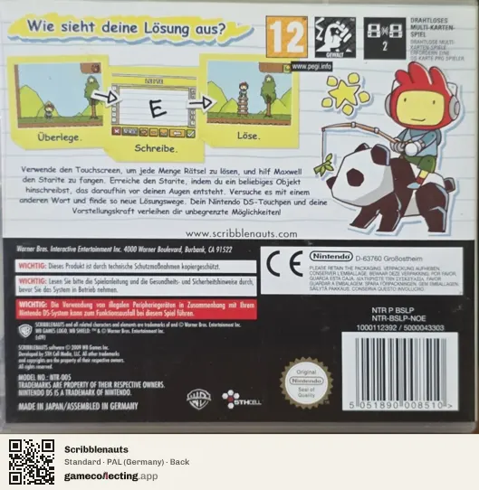 Scribblenauts Nintendo DS, Germany box back