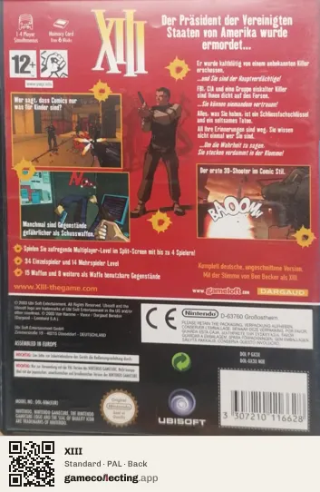 XIII Nintendo GameCube, PAL box back