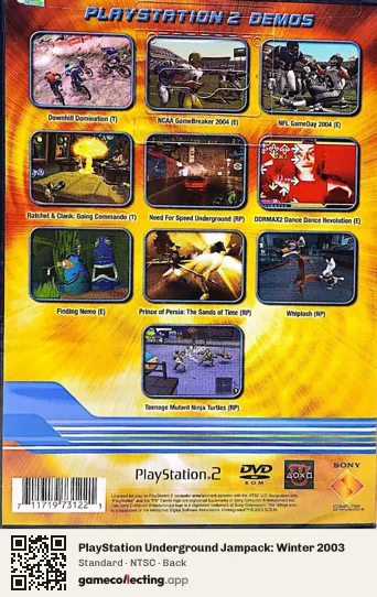 PlayStation Underground Jampack: Winter 2003 PlayStation 2, NTSC box back