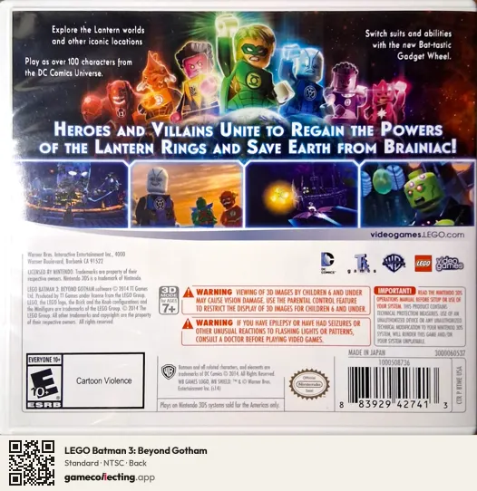 LEGO Batman 3: Beyond Gotham Nintendo 3DS, NTSC box back