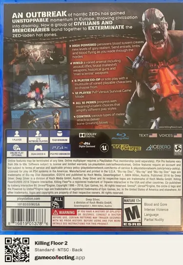 Killing Floor 2 PlayStation 4, NTSC box back