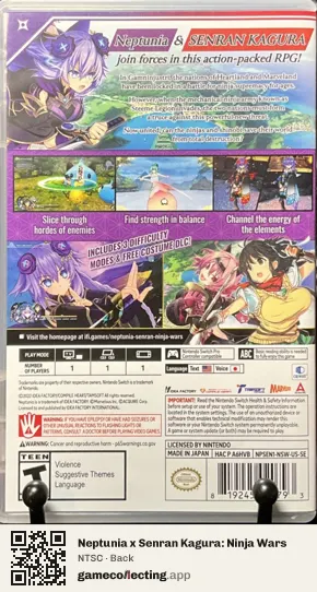 Neptunia x Senran Kagura: Ninja Wars Nintendo Switch, NTSC box back