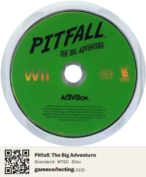 Pitfall: The Big Adventure Nintendo Wii, NTSC disc
