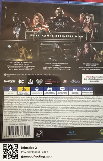 Injustice 2 PlayStation 4, Germany box back