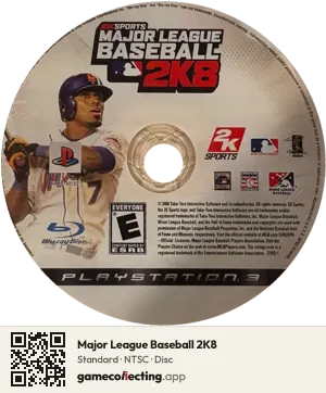 Major League Baseball 2K8 PlayStation 3, NTSC disc