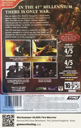 Warhammer 40,000: Fire Warrior Computer, United Kingdom box back