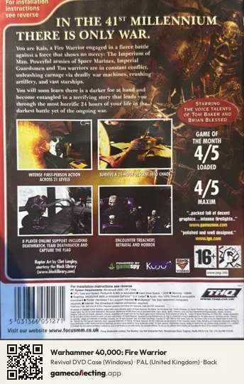 Warhammer 40,000: Fire Warrior Computer, United Kingdom box back