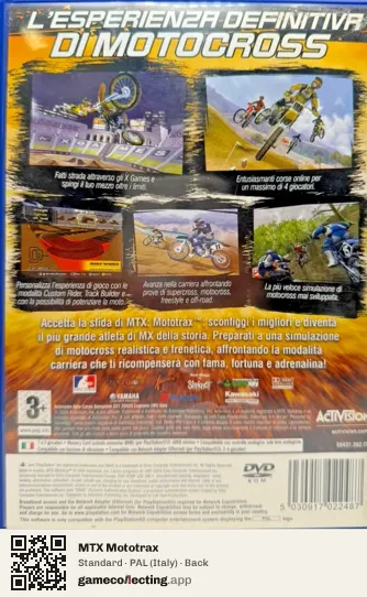 MTX Mototrax PlayStation 2, Italy box back