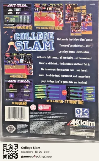 College Slam Sega Saturn, NTSC box back