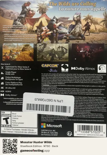 Monster Hunter Wilds Xbox Series X, NTSC box back