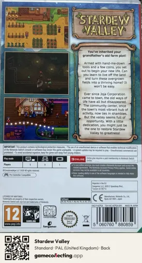 Stardew Valley Nintendo Switch, United Kingdom box back
