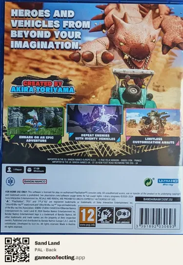 Sand Land PlayStation 5, PAL box back