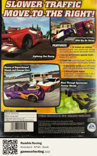 Rumble Racing PlayStation 2, NTSC box back