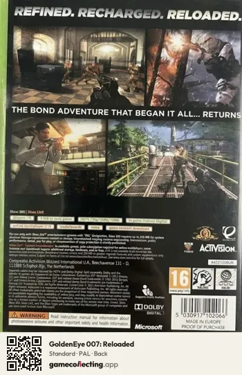 GoldenEye 007: Reloaded Xbox 360, PAL box back
